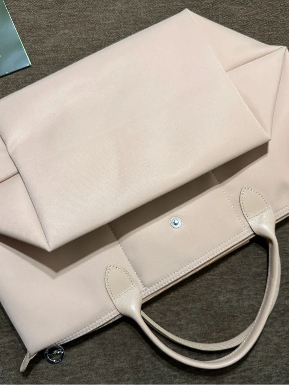 Longchamp Beige Leather Le Pliage Cuir Tote with Pouch - Picture 7 of 11
